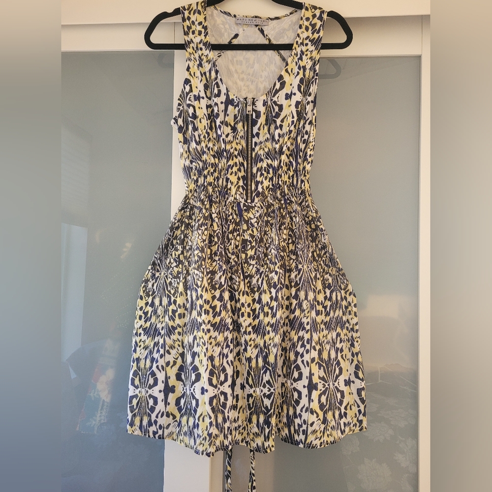 Marc New York Black and Yellow Printed Midi Dress